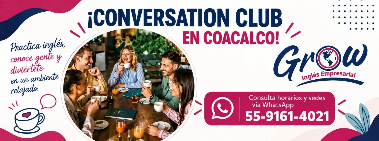 Conversation Club en Coacalco, grupo conversando en inglés