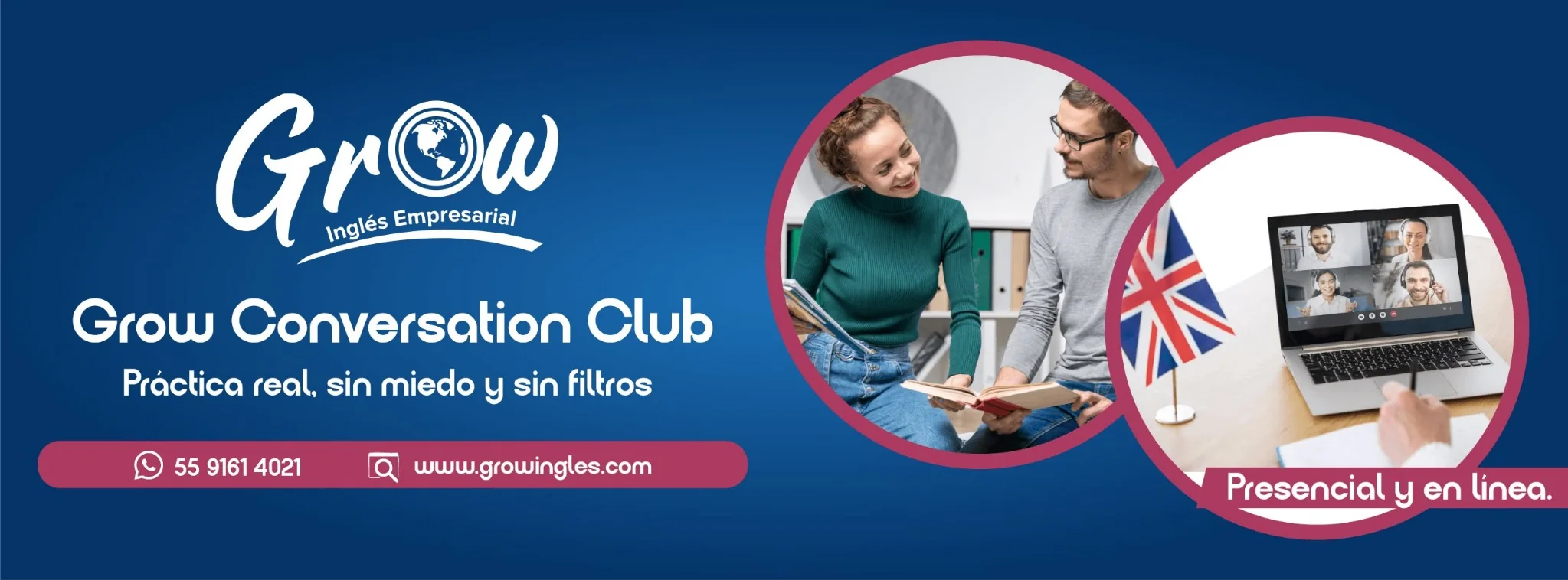 Grow Conversation Club, inglés presencial y en línea